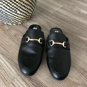 Black leather loafer
